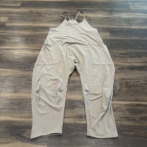 Free People Hot Shot Jumpsuit Womens XS Beige Oversized Lounge Pockets